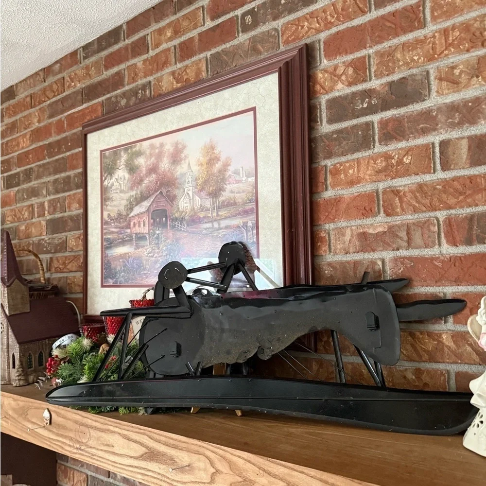 Vintage 1977 Airplane Metal Wall Decor 3 Feet